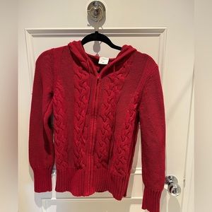 Motherhood Maternity Red Cable Knit Zip Up Hoodie